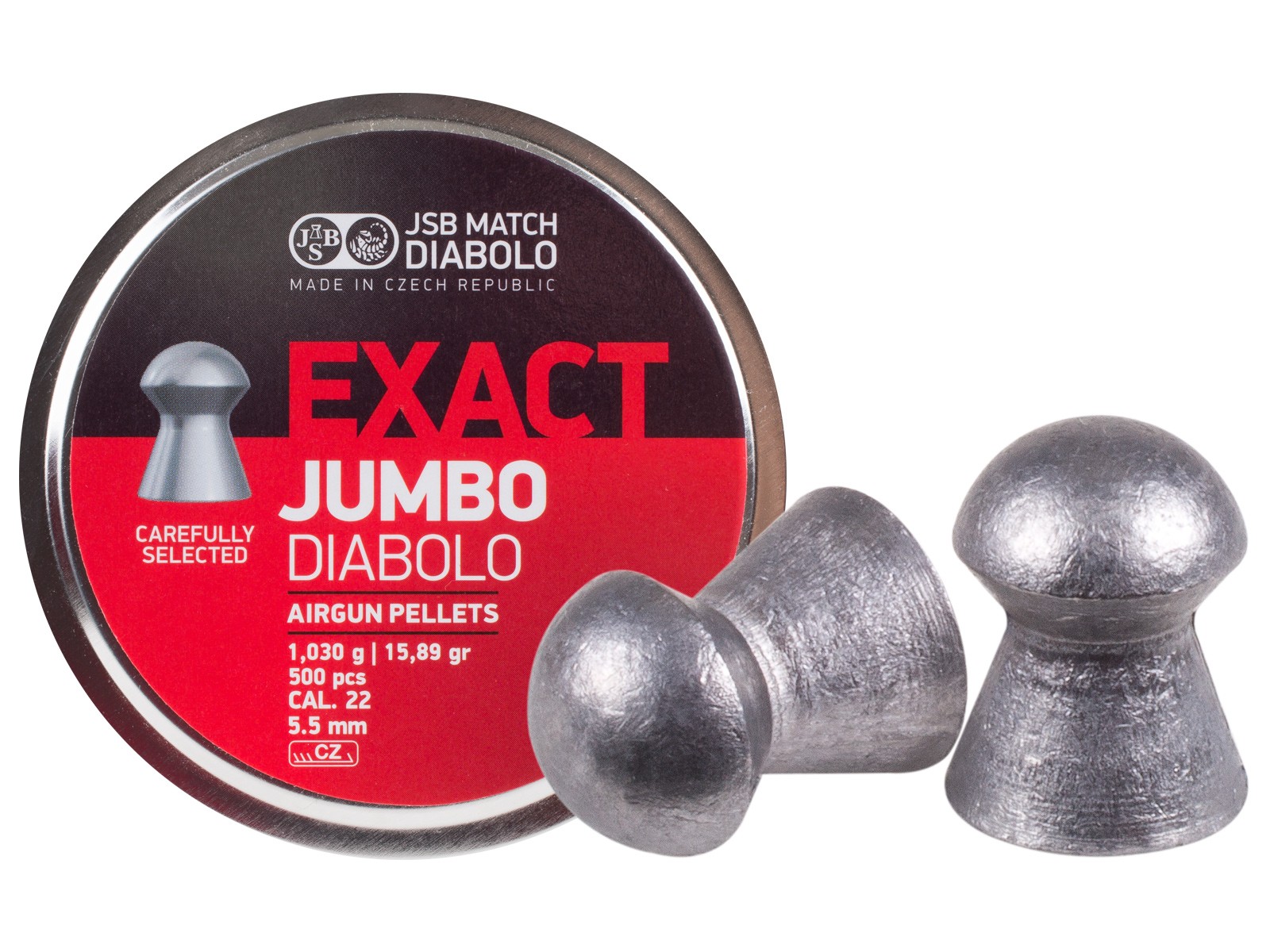 Diabolos JSB Exact Jumbo .22 Cal, 15.89 Grains, Domed, 500ct