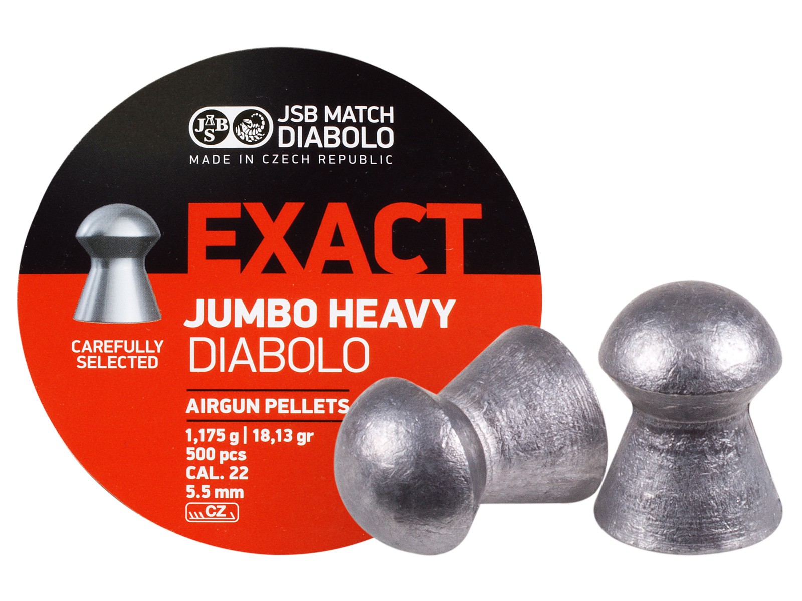 Diabolos JSB Match Exact Jumbo Heavy .22 Cal, 18.13 Grains, Domed, 500ct