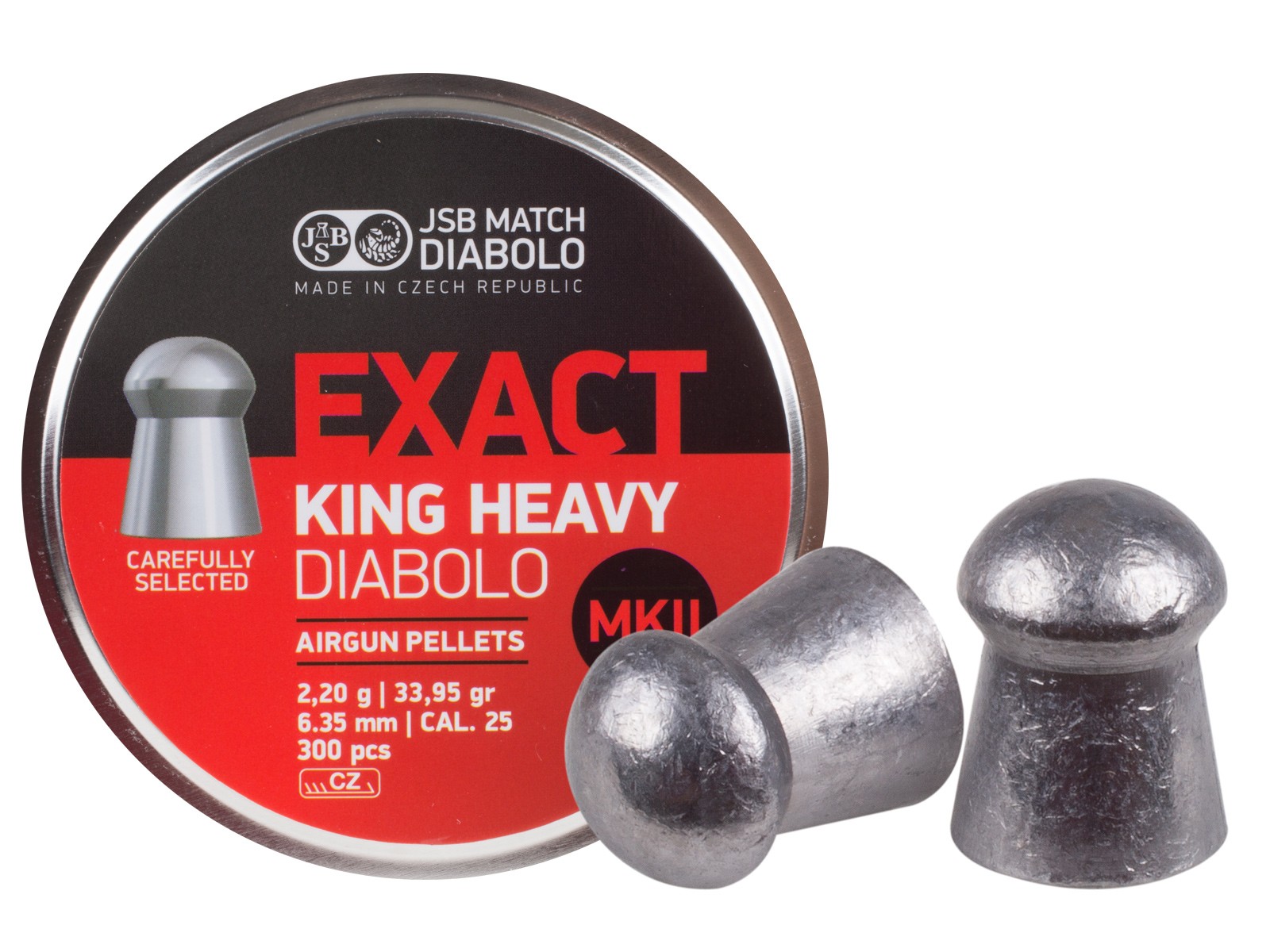 Diabolos JSB Match Exact King MKII Heavy .25 Cal, 33.95 Grains, Domed, 300ct