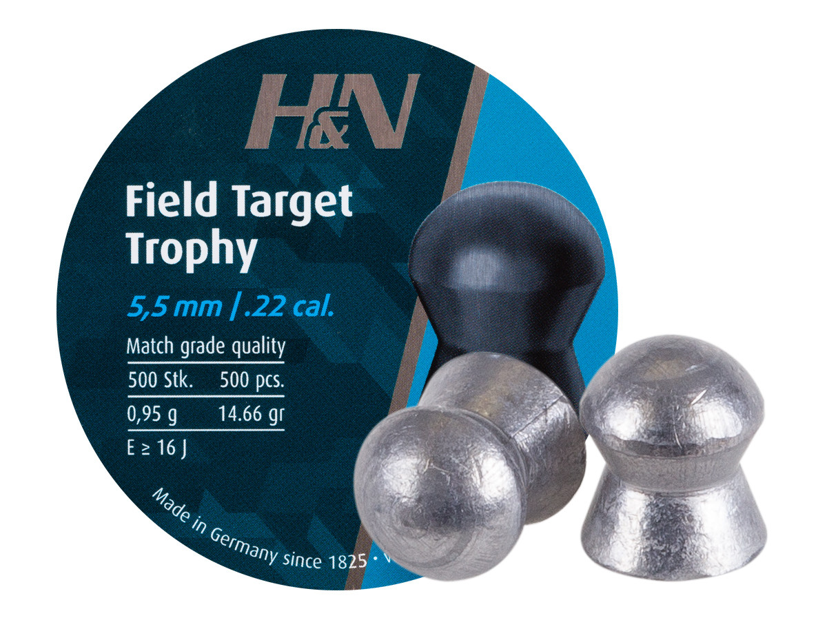 Diabolos H&N Field Target Trophy .22 Cal, 14.66 Grains, Round Nose, 500ct